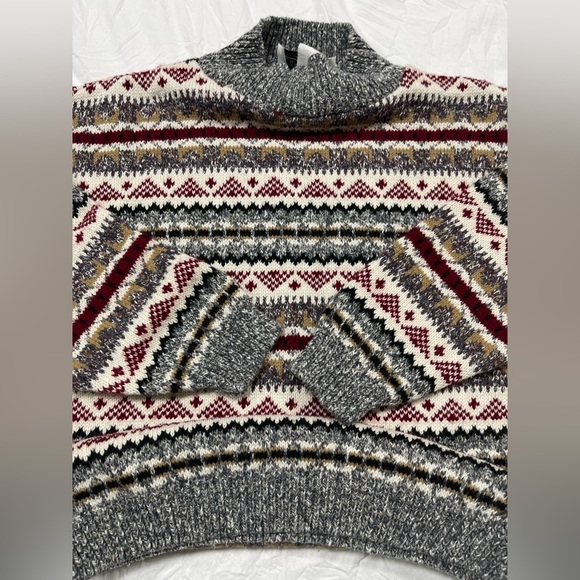 Carly Blake multi colored mock turtleneck pull over cotton sweater women’s M - Picture 8 of 15